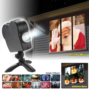 LED Skatuves Gaismas Ziemassvētku Halloween Logu Projektoru Gaismas 12 Pārvietojas Filmas LED Projekcijas Apdare Spotlight Mājas Puse