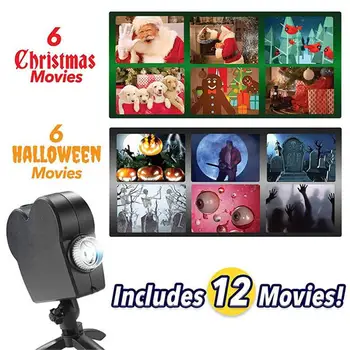 LED Skatuves Gaismas Ziemassvētku Halloween Logu Projektoru Gaismas 12 Pārvietojas Filmas LED Projekcijas Apdare Spotlight Mājas Puse