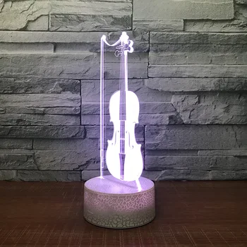 LED Vijole 3D Galda Galda Lampa USB 7 Krāsas Mainās Mūzikas Instrumenti Nakts Gaisma Bērniem Gulēt Apgaismojums Dāvanu Dekori Piliens Kuģis