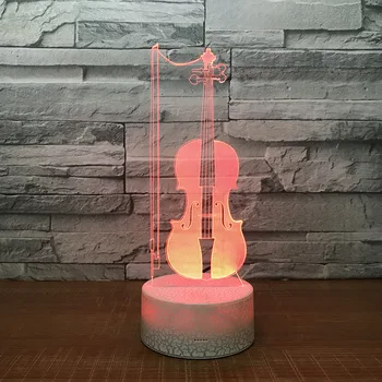 LED Vijole 3D Galda Galda Lampa USB 7 Krāsas Mainās Mūzikas Instrumenti Nakts Gaisma Bērniem Gulēt Apgaismojums Dāvanu Dekori Piliens Kuģis