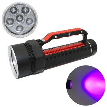 LED niršanas lukturīša staru gaismā 6 * UV LED 1800 lm Ūdensizturīgs zemūdens niršana lāpu, lai atrastu scorpion vai dzintars