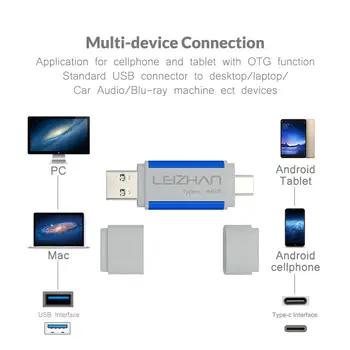 LEIZHAN OTG USB Flash Disku, Tipa K Pendrive USB 3.0 Jump Drive 64GB, 32GB 16GB USB Atslēgu 256G USB C Tālrunis Attēlu Stick, Ņemiet vērā, 9 USB