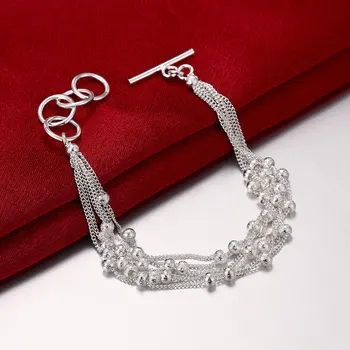 LEKANI Karstā Pārdošanas 925 Sterling Sudraba Fine Jewelry Modes Seši Līniju Matēta Pērlīšu Aproce Rokassprādze Pulseiras de Prata Sievietēm Dāvanu
