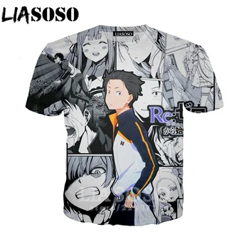 LIASOSO 2019. gada Vasarā Jauni Vīrieši Sievietes 3D Drukas Anime Re Nulles Īsām piedurknēm T krekls Modes Krekls Top Harajuku Pulovers B010-10