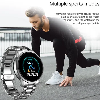 LIGE Jauna Tērauda Smart Skatīties Vīriešu Ūdensnecaurlaidīgs sporta iPhone Sirdsdarbības ātrums, asinsspiediens zvanu Informāciju smartwatch Fitnesa tracker