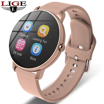 LIGE Jaunu Full Touch Screen Smart Skatīties Vīrieši Sirdsdarbības Ātrums, asinsspiediens Zvanu Atgādinājumu Funkcija Sporta Smartwatch Android, IOS+Kaste