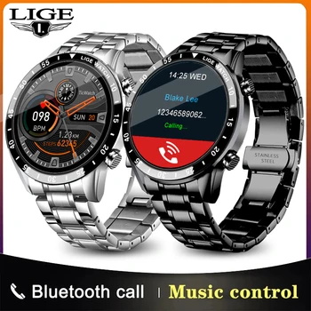 LIGE ir 2021. modes Pilnu apli touch screen Smart pulksteņi vīriešu Ūdensnecaurlaidīgs sports Fitness watch Bluetooth zvanu Smart Skatīties vīrieši