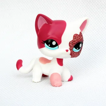 LPS KAĶIS Reālo pet shop cute rotaļlietas pastāvīgā īsiem matiem kaķis rozā #2291 pelēks #5 iepriekšējās retajām anime attēls bērniem Jaunā Gada dāvanu kolekcija