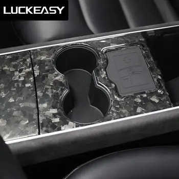 LUCKEASY interjera pārveidošana, auto centrālā vadības paneļa aizsardzības plāksteris Tesla Model3 un ModelY kaltas marmora oglekļa šķiedras