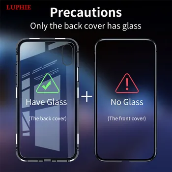 LUPHIE Magnētisko Adsorbcijas Metāla Flip Case For iPhone 11 12 Pro XS MAX XR 8 7 6 Plus Rūdīts Stikls Atpakaļ Aizsardzību Magnēts Vāciņu