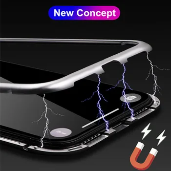 LUPHIE Magnētisko Adsorbcijas Metāla Flip Case For iPhone 11 12 Pro XS MAX XR 8 7 6 Plus Rūdīts Stikls Atpakaļ Aizsardzību Magnēts Vāciņu