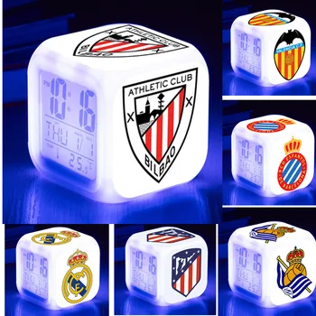 La Liga Futbola/futbola LED Modinātājs Spānijas Futbola Komanda Pulksteņi reloj despertador Ciparu pulkstenis 7 krāsu Flash reveil Rotaļlietas