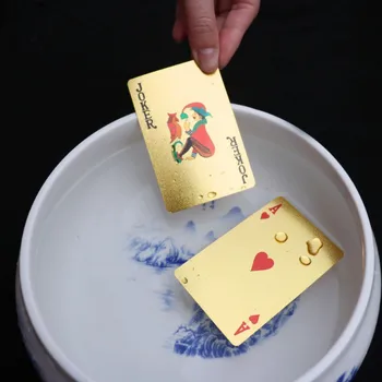 Labas Kvalitātes Ūdensizturīgs Kartes Spēļu galda spēle GYH Klāja Zelta Folija Pokera Eiro Stila Plastmasas Poker Spēļu Kārtis