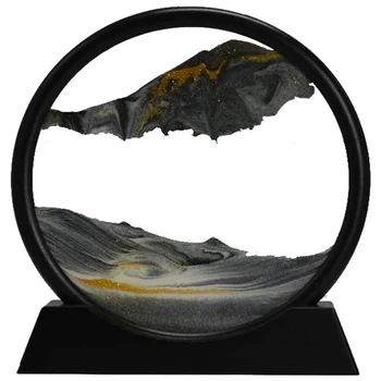 Labākais, kas Pārvietojas Smilšu Mākslas Attēla Kārtas Gl 3D Dziļūdens Sandscape Kustību Displeja Rāmi Plūstošā Smilts(7inch)