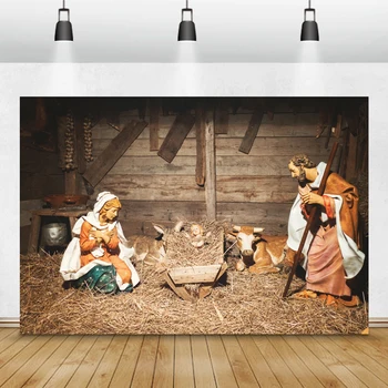 Laeacco Kristus Dzimšanas Ainu, Jēzus Dzimšanas Māja Govs Salmu Kristiešu Portretu Fotografēšanas Pieredzi Bērnu Dušas Backdrops Photophone