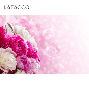 Laeacco Rozā Pavasara Ziedu Ziedi Rožu Polka Punktiņi Light Bokeh Bērnu Jaundzimušo Fotogrāfiju Fona Foto Fons, Photocall
