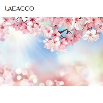 Laeacco Rozā Pavasara Ziedu Ziedi Rožu Polka Punktiņi Light Bokeh Bērnu Jaundzimušo Fotogrāfiju Fona Foto Fons, Photocall