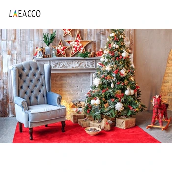 Laeacco Ziemassvētku Eglīte, Kamīna Krēslā Paklāju, Spilvenu Dāvanas Foto Foni Foto Backdrops Bērnu Portrets Photophone