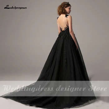 Lakshmigown Black Gothic Kāzu Kleitas 2021 Augstas Sadalīt Backless Mežģīnes Appliques Seksīga Kāzu Kleitas vestido de novia Drēbes Mariee