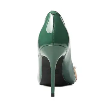 Lakādas Sexy Papēžiem Kurpes Norādīja Toe Kniežu Super Augstiem Papēžiem Zaļā Sūkņi Sievietes Kleitu Kurpes Augstpapēžu Kurpes 2020. Gadam, Modes