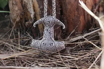 Lanseis 1gb viking raven kulons Ziemeļu Pagānu vīriešiem kaklarota Raven ir Mjolnir āmuru rotaslietas