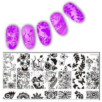 Lapu Motīvu Nail Art Zīmogs BC11-20 Veidnes Attēla Plāksnes Taisnstūra Plāksnes Štancēšanas