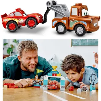 Lego Duplo, Automašīnu sacensību dienā Zibens McQueen (10924), Lego Disney, 41 Gab Lego, Disney, rotaļlietas, bērnu rotaļlietu 2 gadiem
