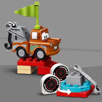 Lego Duplo, Automašīnu sacensību dienā Zibens McQueen (10924), Lego Disney, 41 Gab Lego, Disney, rotaļlietas, bērnu rotaļlietu 2 gadiem