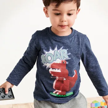 Lekt metru Jaunus Zēnu T krekls Pavasara garām Piedurknēm Kokvilnas Bērnu T-krekli aplikācijas Rudens Baby Toddler Zēnu T krekls Topi Bērniem