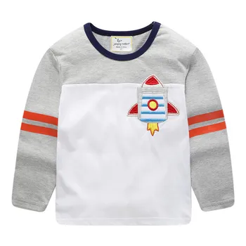 Lekt metru Jaunus Zēnu T krekls Pavasara garām Piedurknēm Kokvilnas Bērnu T-krekli aplikācijas Rudens Baby Toddler Zēnu T krekls Topi Bērniem
