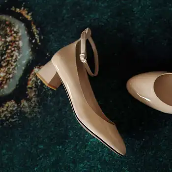 Lenkisen 2020. gada rudenī jaunu kārtu toe med papēža sprādzes siksniņu kurpes sieviešu skaistumu dāma iepazīšanās classic krāsas pamata sekla sūkņi L05