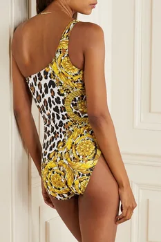 Leopard viengabala Peldkostīmu, Viens gabals, Viens-plecu Sexy Bikini Bodysuit Pludmalē Peldkostīmu Monokini Sieviete, Peldkostīmi, Peldēšanas