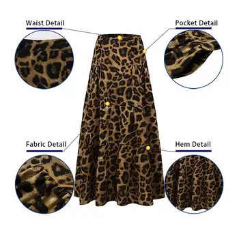 Leopards Drukāt Maxi Svārki Sievietēm Elastīga, Augsta Vidukļa Svārki Vasaras Kroku Faldas Saia Iespiesti Svārki Ir 2021. Elegants Sieviešu Apakšā