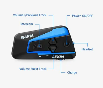 Lexin 1PC 1500 M 4 Veidi, kā Multi-funkciju, Domofons Motociklu Bluetooth Ķiveri Ūdensizturīgs Grupas runāt Austiņas ar FM funkcija