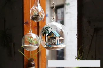 Leļļu Nams Modeli, Komplekti Jauns DIY Stikla Bumbu ar LED Gaismas, Koka Miniatūra Montāža Rotaļu Namiņš Radošās Ziemassvētku dāvanu