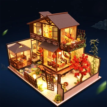 Leļļu namiņš Miniatūras ar Mēbelēm, DIY Koka Namiņš Komplekts , 1:25 Tiny Māju Būvniecība Komplekts (Meža Biotopu)