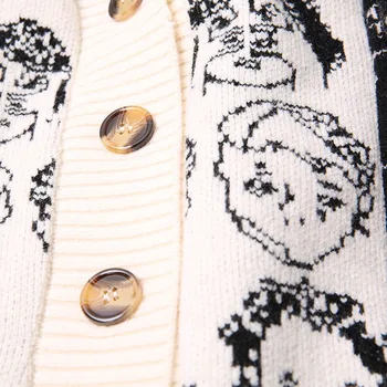 Liela Izmēra Jaunu Rudens un Ziemas Vintage Džemperis Zaudēt Koledžas Stilu Visas spēles Adīts Tops ar V-veida kakla Cardigan Jaka Fashion