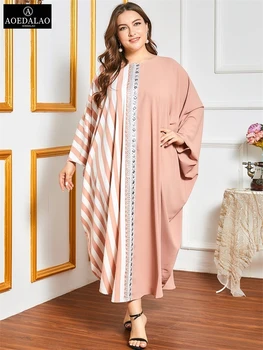 Lielgabarīta Abaya Kleita Sievietēm Rudenī 2020. Gadam Plats garām Piedurknēm rītasvārki Sweet Pink arābu Musulmaņu Marokas Turcija Drēbes
