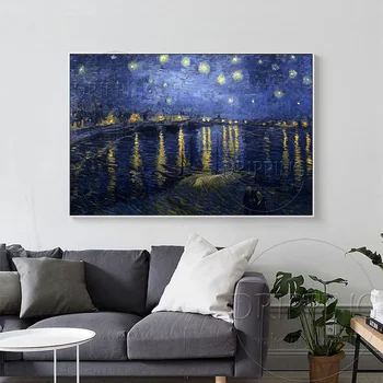 Lielisks Mākslinieks, Reproducēt Van Goga 1888 ir Zvaigžņota Nakts, Eļļas Glezna uz Sienas Dekori ar Roku apgleznotus Nakts Ainava, Eļļas Glezna