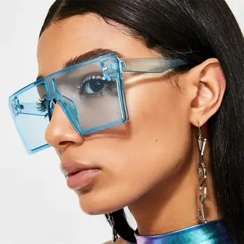 Lielizmēra Kvadrātveida Saulesbrilles Sieviešu 2020. Gadam Luksusa Zīmolu Modes Flat Top tendence, universāls, saulesbrilles, Vīriešu, Sieviešu, Konfektes Krāsu Toņos