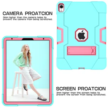 Lieljaudas Silikona Armor Stand Case For iPad Gaisa 10.5 2019 TPU + PC Nomest Pierādījumu Vāks +Screen Protector ID702