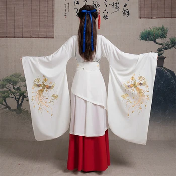 Liels Piedurknēm Ķīnas Seno Hanfu Kleita Sieviešu Tradicionālos Han Dynasty Princese Tērpu Lady Izšuvumi Pasaku Cosplay Apģērbi