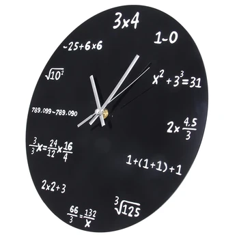 Liels Sienas Pulkstenis Matemātikas Tāfeles Pop Quiz Virtuves Pulkstenis Melnā Pulvera Pārklājumu Metāla Kvarca Apļveida Aritmētisko Sienas Skatīties