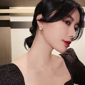 Lielu atbildības sajūtu zircon classic Star Mēness Auskari Korejas elegants sieviešu rotaslietas modes 2020 