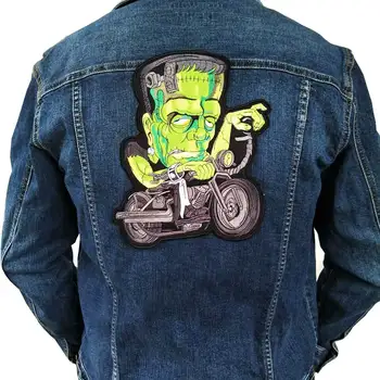 Lielā zaļā Dzelzs Uz Plāksteris Izšūtas Aplikācijas Šūšanas Etiķetes punk biker Plāksteri Apģērbu Uzlīmes, Apģērbu Aksesuāri, Emblēma
