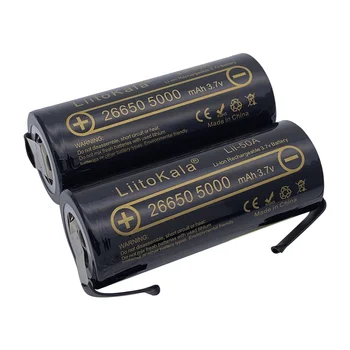 LiitoKala 26650 5000mah 3,7 v akumulators Li-ion Baterijas Lii-50A-N 26650 akumulatoru bateriju + DIY niķeļa