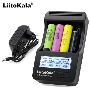 Liitokala lii400 LCD 3,7 V/1.2 V AA/AAA 18650/26650/16340/14500/10440/18500 Akumulatoru Lādētājs ar ekrānu+12V 2A Adapters USB 5V1A