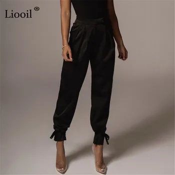 Liooil Sexy Ruched Augsta Vidukļa Zīmuli Bikses Sieviešu Bikses Ar Kabatām 2021. Gada Pavasarī Melns Balts Sieviešu Bikses Sieviešu Garās Bikses