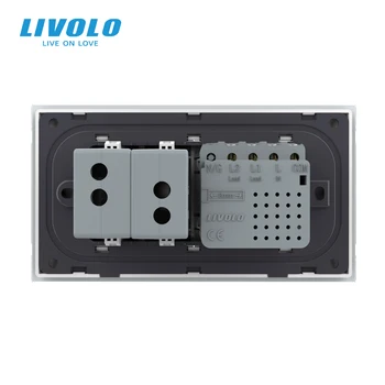 Livolo C9 ASV Standarta maiņstrāvas Touch Switch,2way Zigbee Smart Wifi bezvadu kontroles,balta kristāla, stikla,ar dubultu USB spraudņi