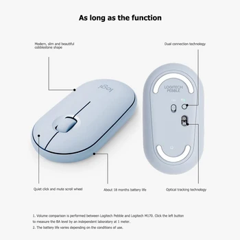 Logitech Oļu Bezvadu Peles Bluetooth+2.4 GHz Dual-Savienojumi Silent Mouse 1000DPI Plānas Optisko Izsekošanu Pelēm, lai Portatīvo DATORU
